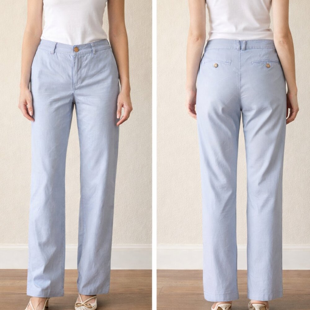 Dockers Light Blue Cotton Low Rise Straight Leg Pants Zip fly with Pockets Sz 4